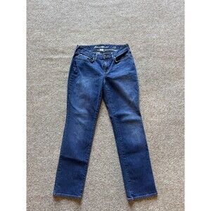 Eddie Bauer Curvy Straight Women's 6 Blue Denim Jeans Button Zip 5-Pocket Solid